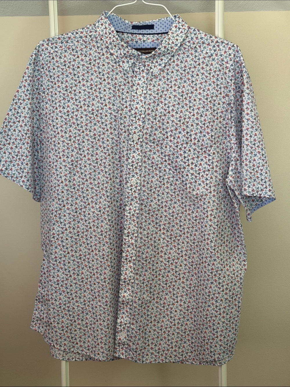 Johnston & Murphy cotton Short-Sleeve Button-Up Shirt - skull cross bones - XXL